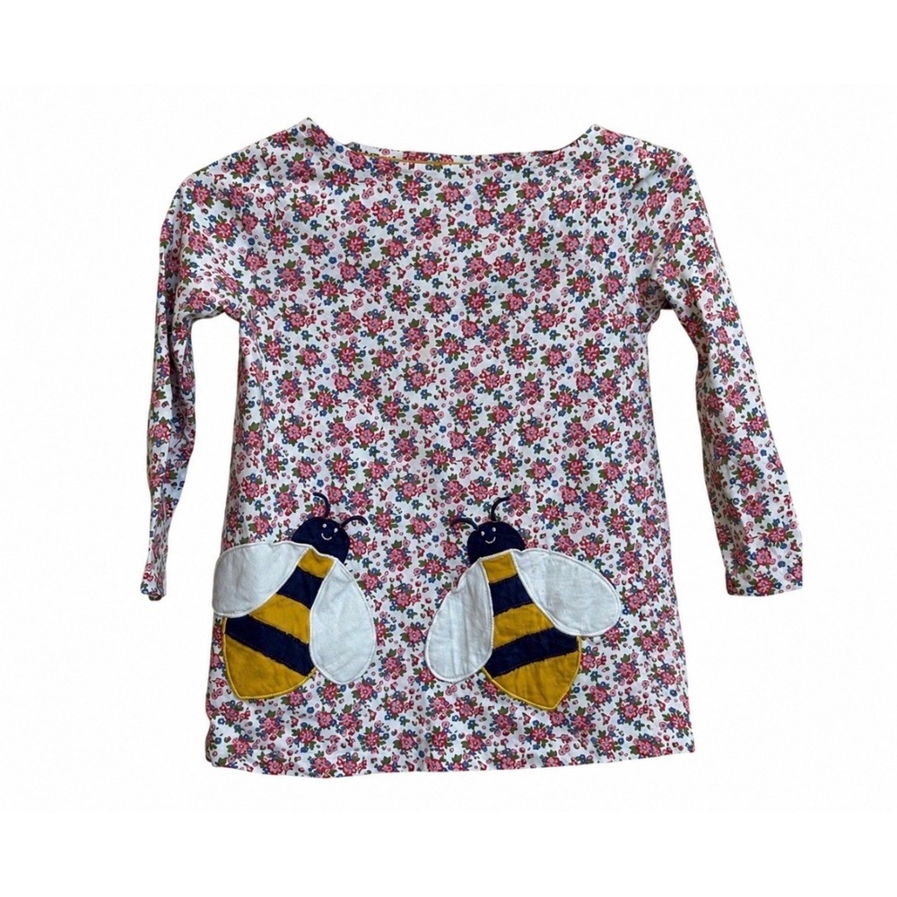 Mini Boden Girls Floral Bumble Bee Long Sleeve Tunic Dress Size 6-7Y 122cm